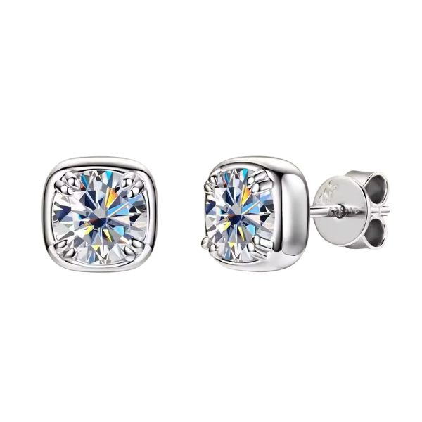 ROUND BEZEL MOISSANITE EARRINGS SILVER - Black & Bloom
