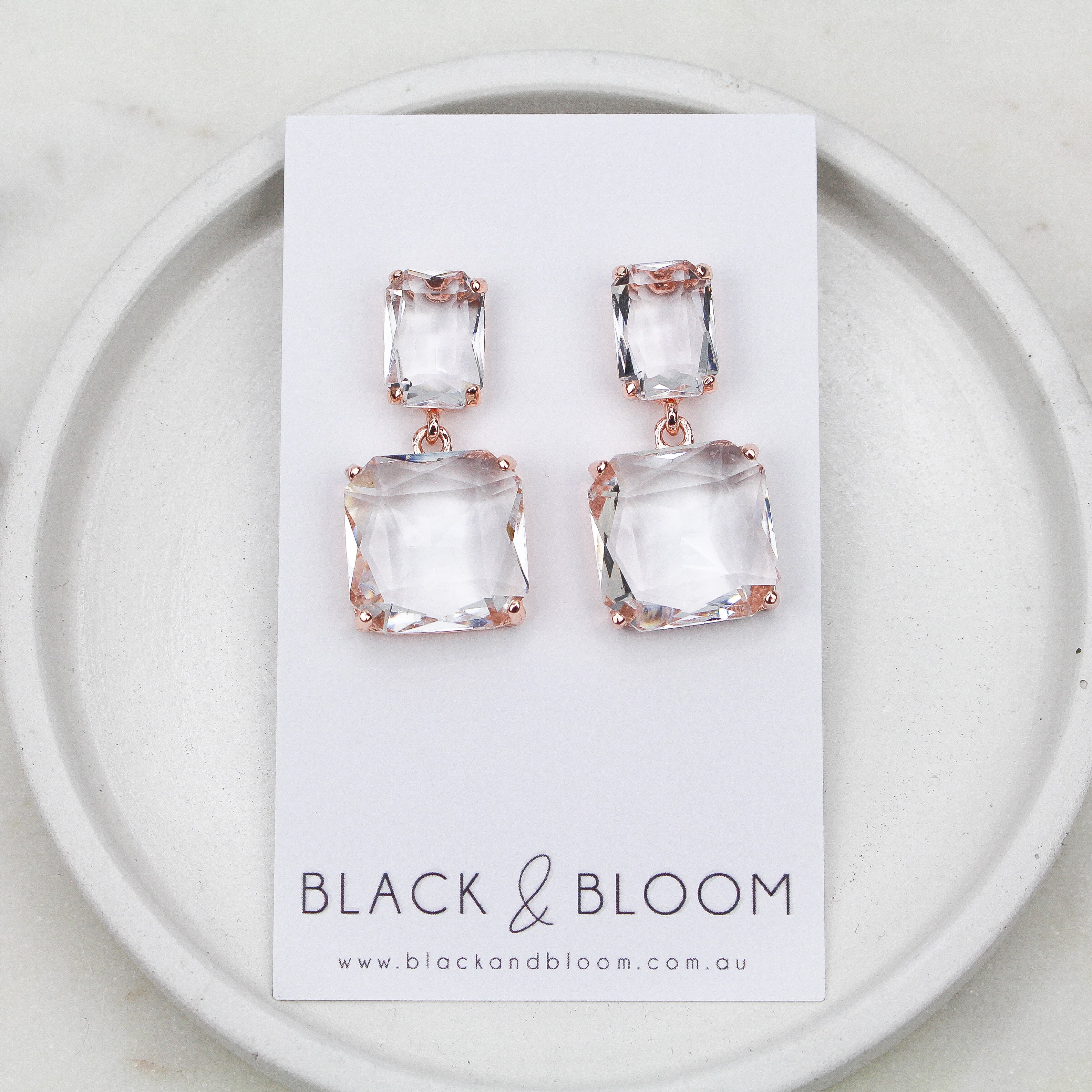 BRONTE EARRINGS ROSE GOLD - Black & Bloom