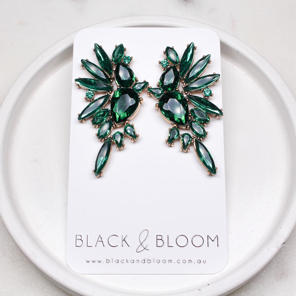 RAMONA EARRINGS GREEN - Black & Bloom