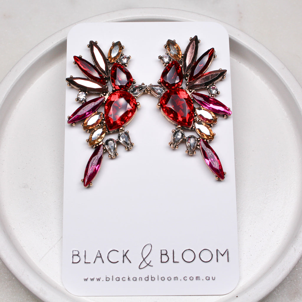 RAMONA EARRINGS RED/PINK - Black & Bloom
