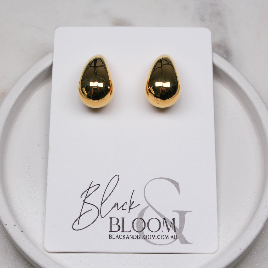 AVA EARRINGS GOLD - Black & Bloom