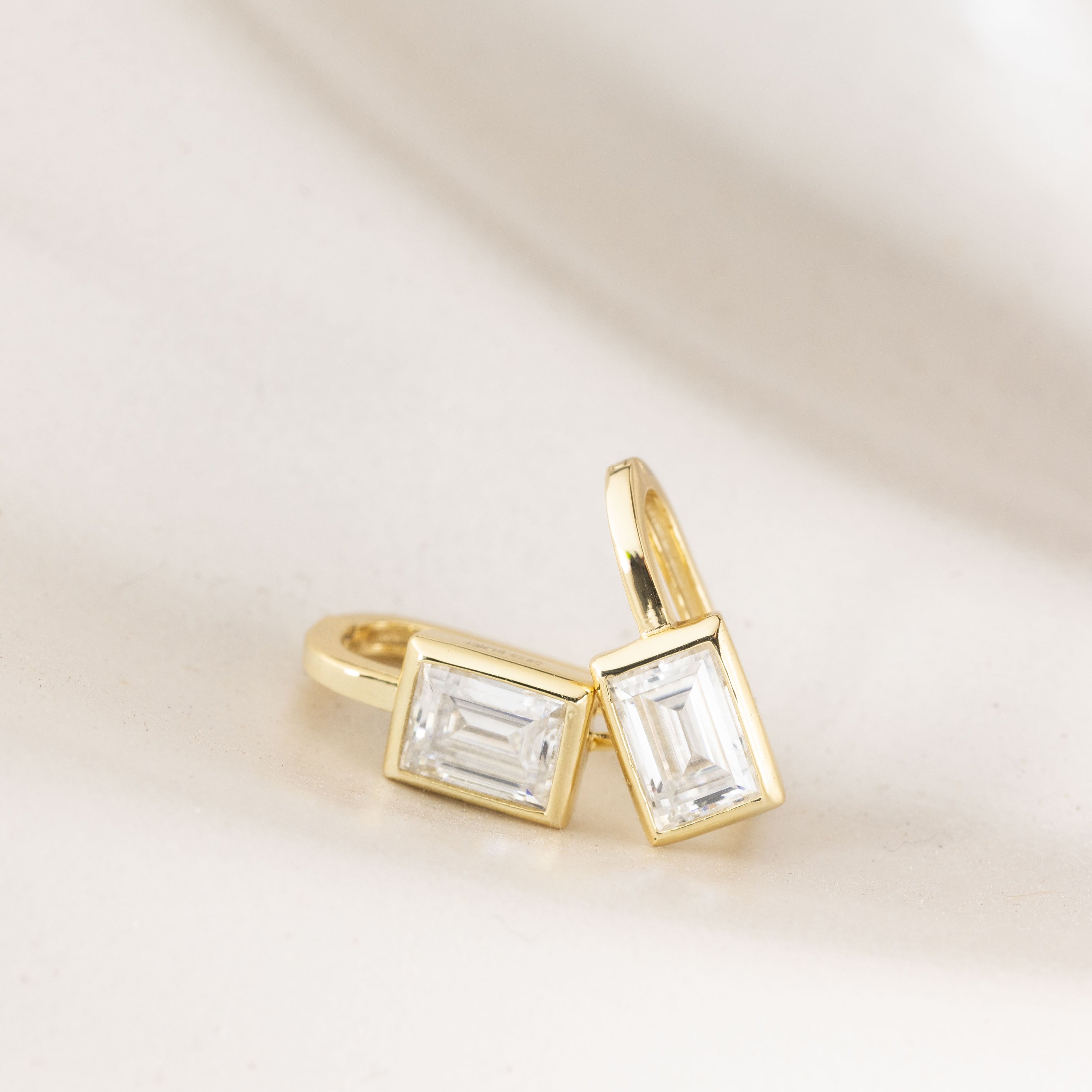 EMERALD HOOP MOISSANITE EARRINGS GOLD - Black & Bloom