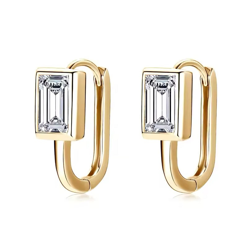 EMERALD HOOP MOISSANITE EARRINGS GOLD - Black & Bloom