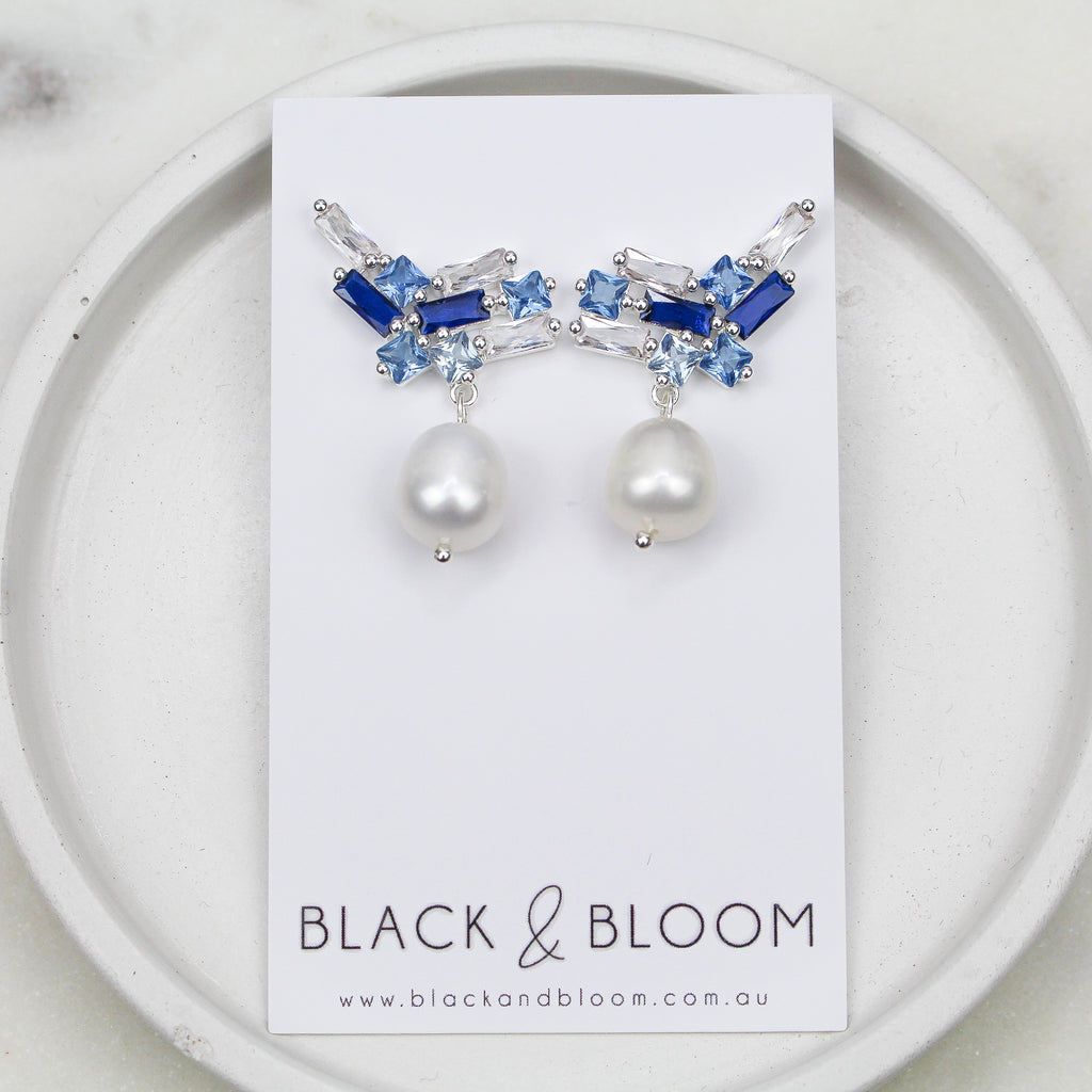 TIA EARRINGS BLUE - Black & Bloom