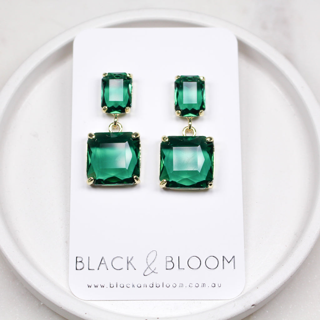 BRONTE EARRINGS GREEN - Black & Bloom