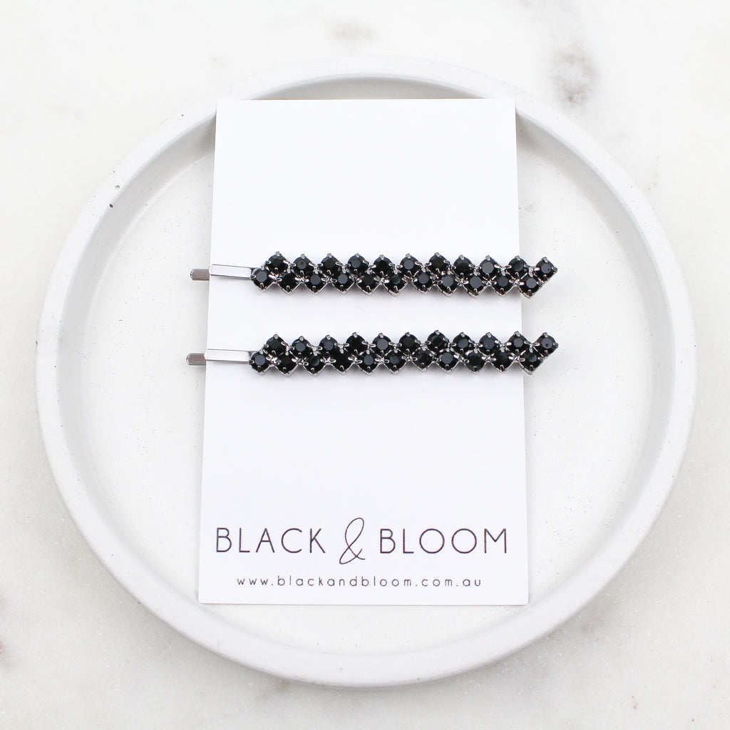 FLO HAIR PIN DUO BLACK - Black & Bloom
